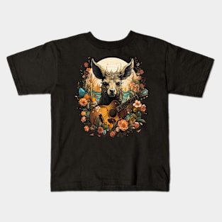 Deer Playing Guitar Kids T-Shirt